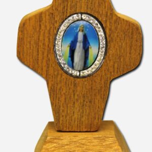 TABLE DECOR CROSS - OUR LADY OF MIRACULOUS 4 X 3 X