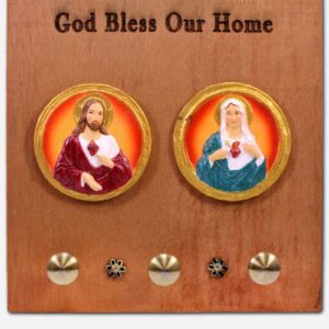 TWO HEARTS OF JESUS AND MARY KEY HOLDER - 7 X 7.