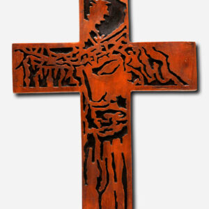 CRUCIFIX WITH FACE OF JESUS - 8 X BROWN