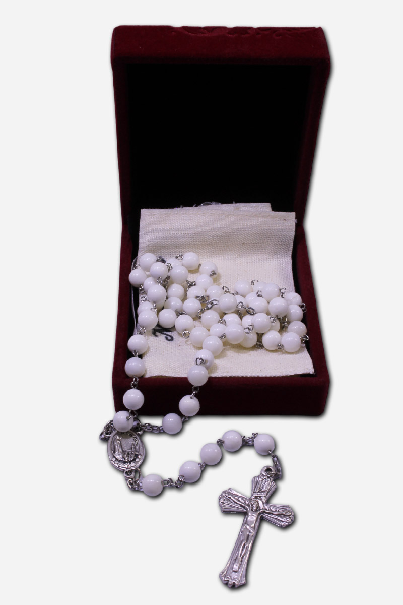 WHITE ROSARY - CERAMIC BEADS