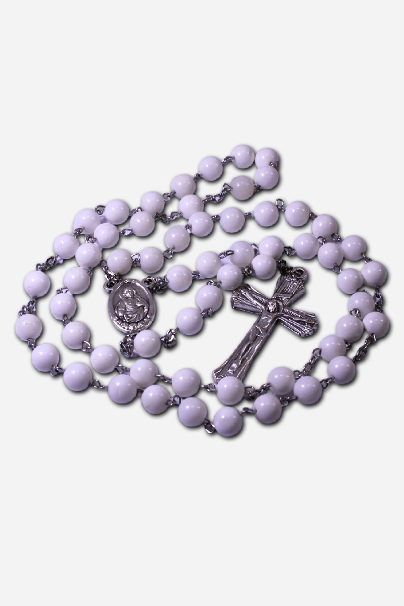 WHITE ROSARY - CERAMIC BEADS - Image 3