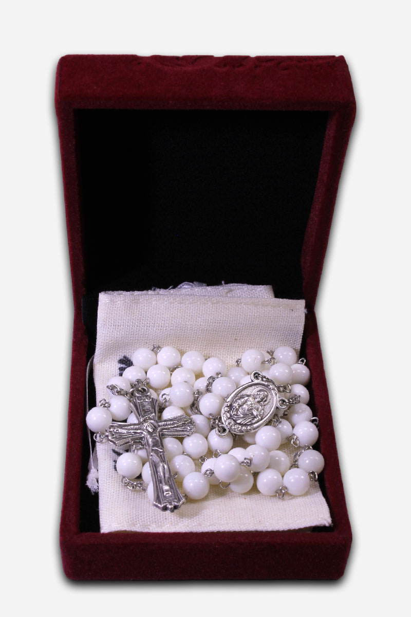 WHITE ROSARY - CERAMIC BEADS - Image 2