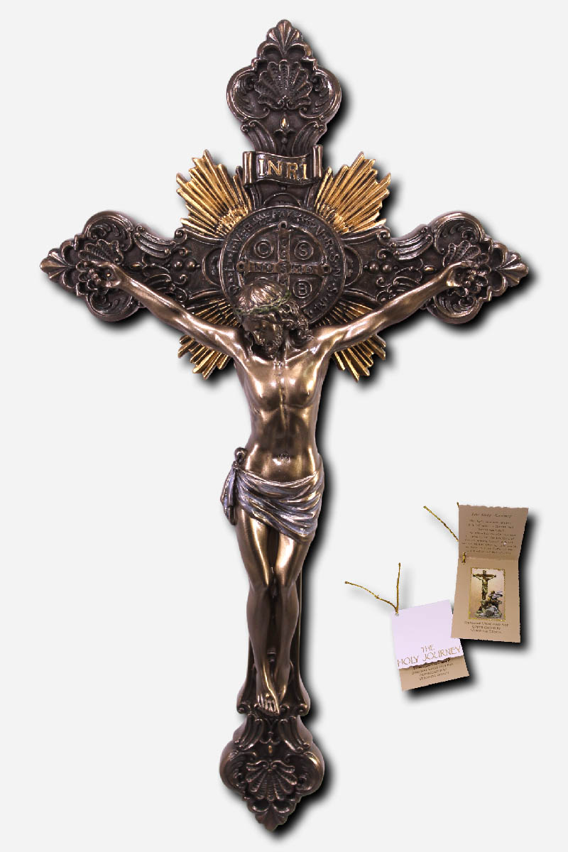 Wall Mounted Crucifix Bronze Finish - 8 x 2 x 14 Inches