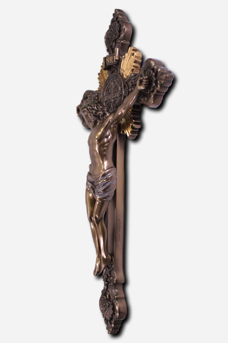 Wall Mounted Crucifix Bronze Finish - 8 x 2 x 14 Inches - Image 4