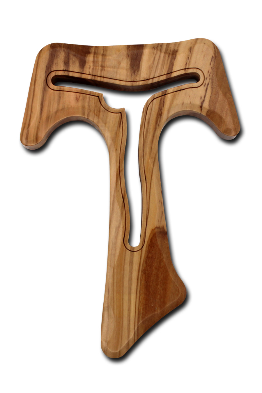 Wall Mounted Tau Cross - Olive Wood - Italy