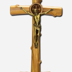 Wooden Crucifix with Saint Benedict Medal 12 x 23cm Italy
