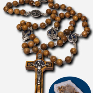 Wooden Rosary with Saint Benedict Medal - Made in Italy