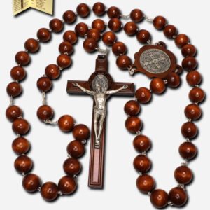 Wooden Wall Mounted Rosary with Saint Benedict Medal Italy