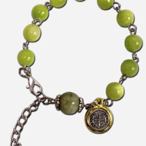 Bracelet Rosary - Saint Benedict Medal - Apple Green