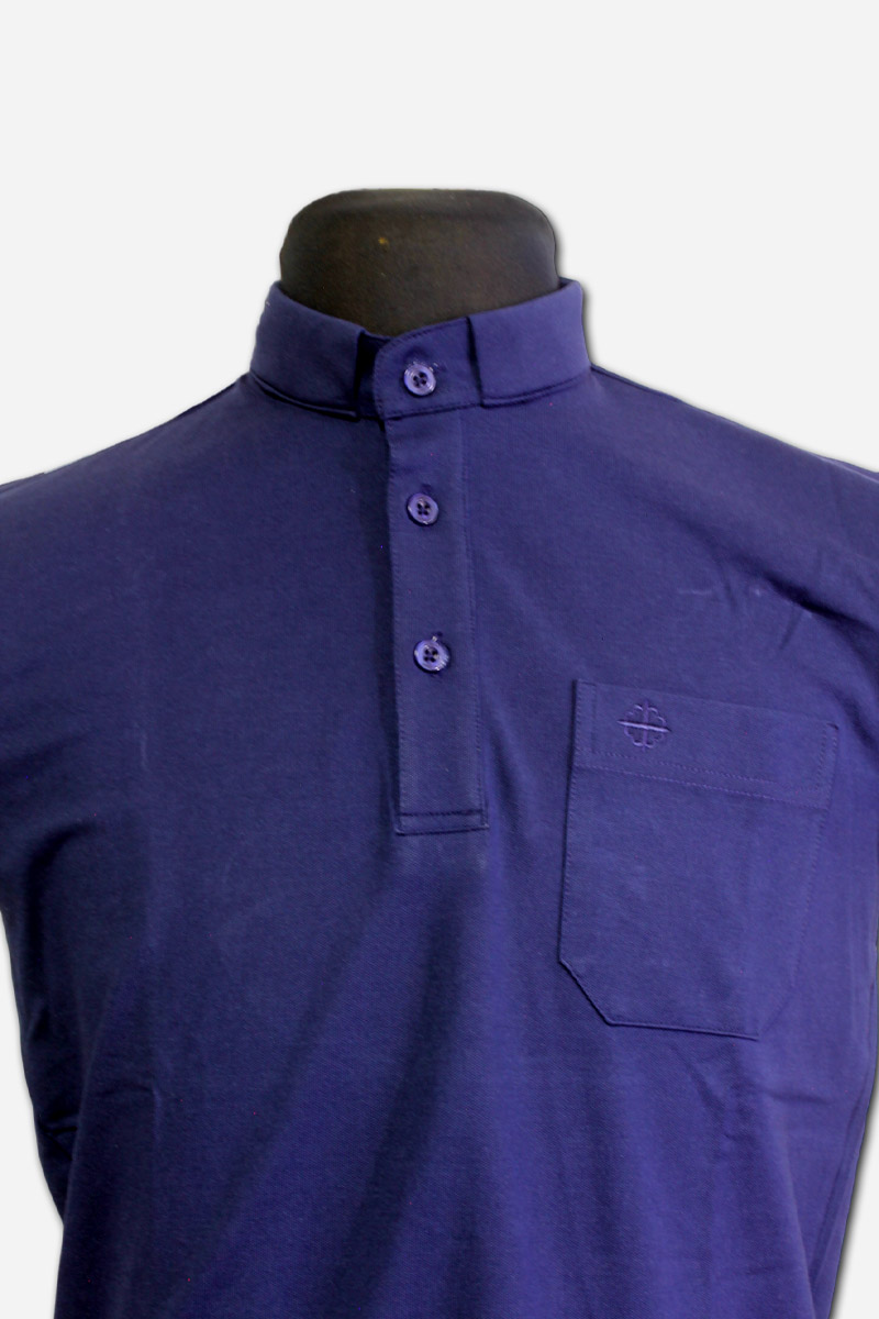 Clerical Shirt Dark Blue Short Sleeves - Large - Image 3