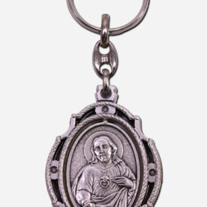 SACRED HEART AND OUR LADY OF MOUNT CARMEL KEYCHAIN - 4 x 6 CM ROTATING