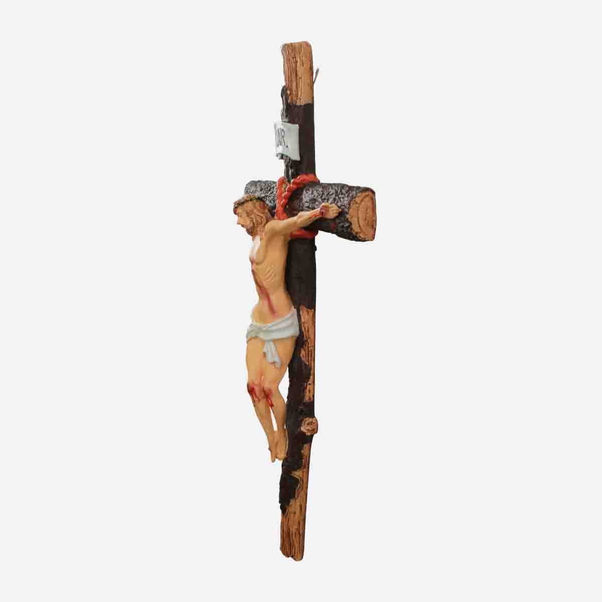 Hanging Crucifix on Bark with Rope - 16.5 inches - Image 3