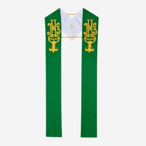 1 Piece Reversible Stole Green and White