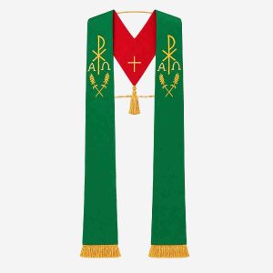 1 Piece Reversible Stole Green and Red - PX Alpha and Omega