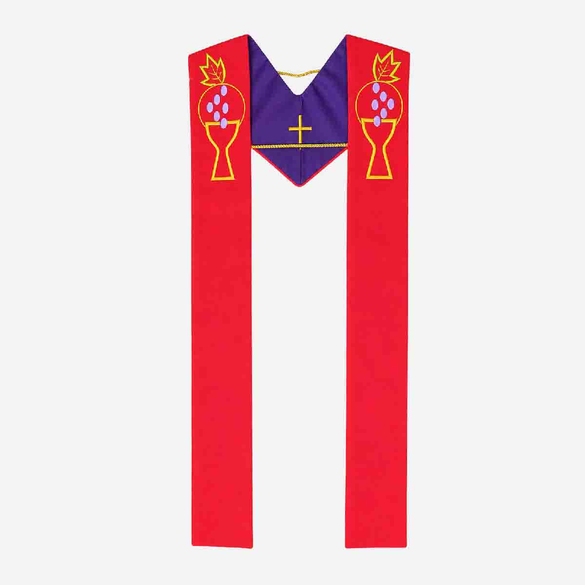1 Piece Reversible Stole Purple and Red