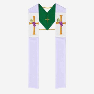 1 Piece Reversible Stole White and Green