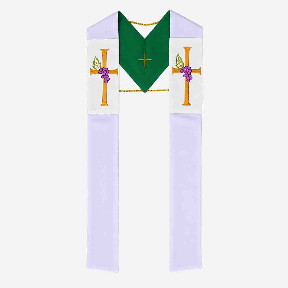 1 Piece Reversible Stole White and Green